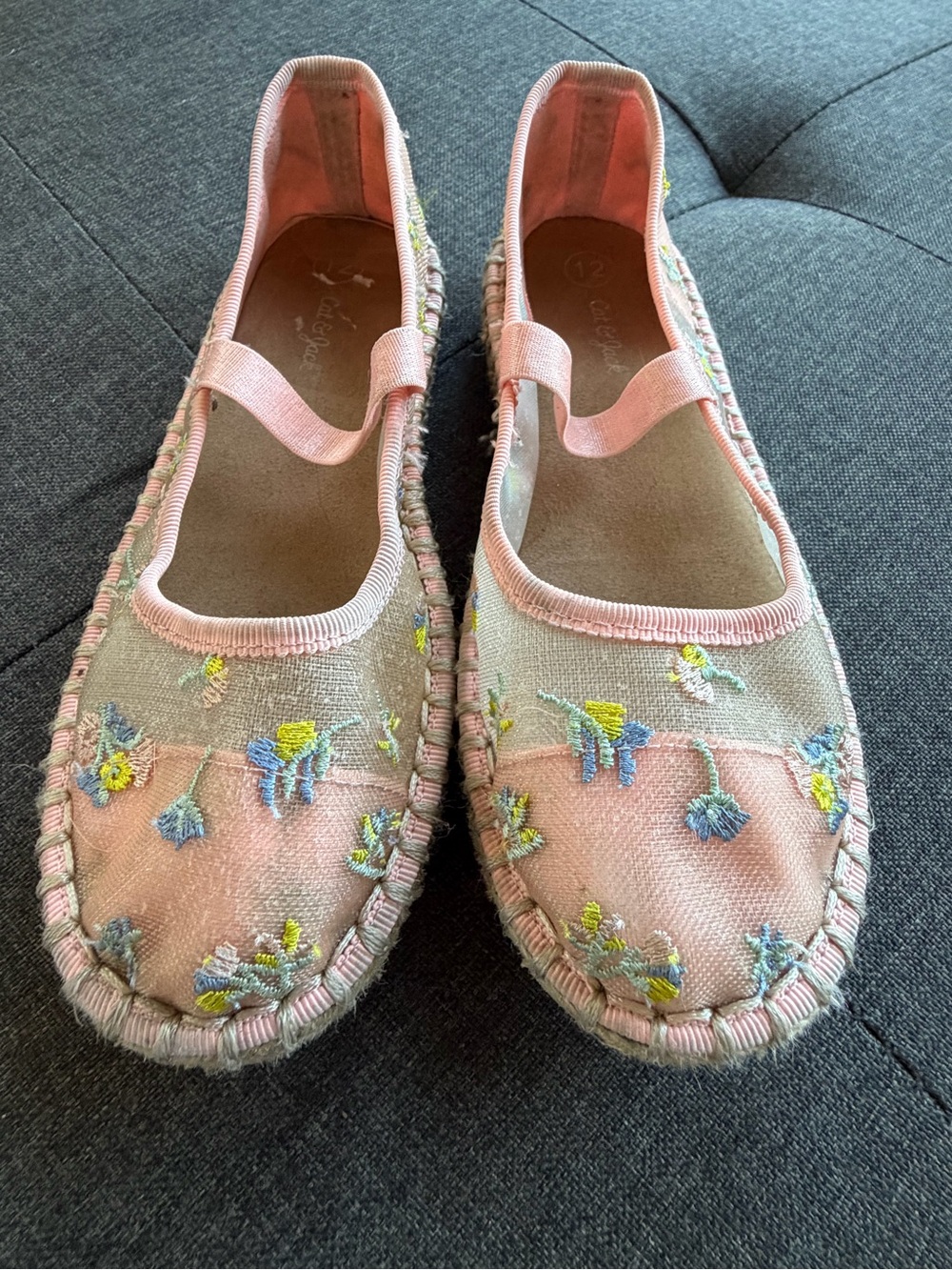 Cat & Jack Pink Floral Embroidered Mary Jane Shoes